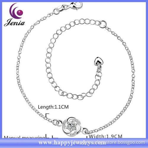 New elegant design charm anklet 925 silver plated cheap foot jewelry anklet (CA035-B)